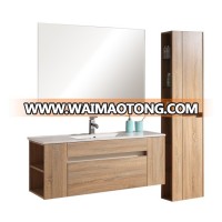 Wall Hung 47" White Oak Color laminated Vanity Soft Close Drawers Bathroom