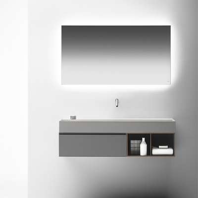 modern italy style grey color  bathroom cabinet plywood bathroom basin cabinet