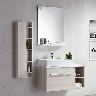 Bathroom Cabinet Mirror solid wood Design hotel Foshan factory White PVC Corner Furniture Waterproof bathroom vanity