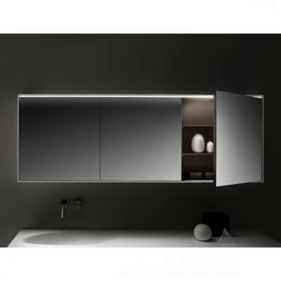 wooden design led bathroom mirror cabinet vanity with TV