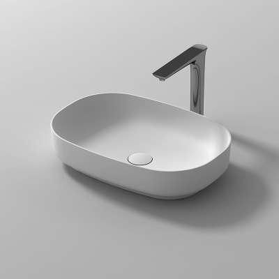 Modern bathroom solid surface sink artificial stone basin cabinet countertop oval sink