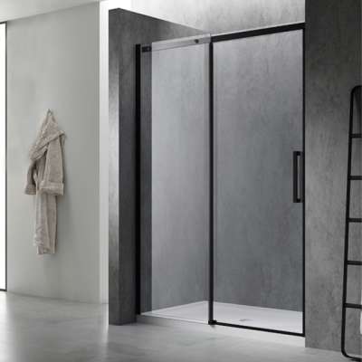 Matte Black frame sliding open style shower door cabin bathroom glass door shower