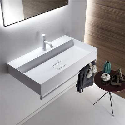 Modern bathroom wash basin solid surface sink artificial stone basin cabinet countertop rectangular sink