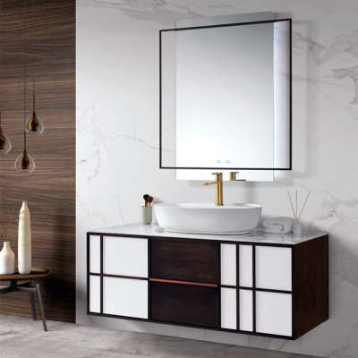 2019 latest new design luxury bathroom vanity cabinet unit with led mirror